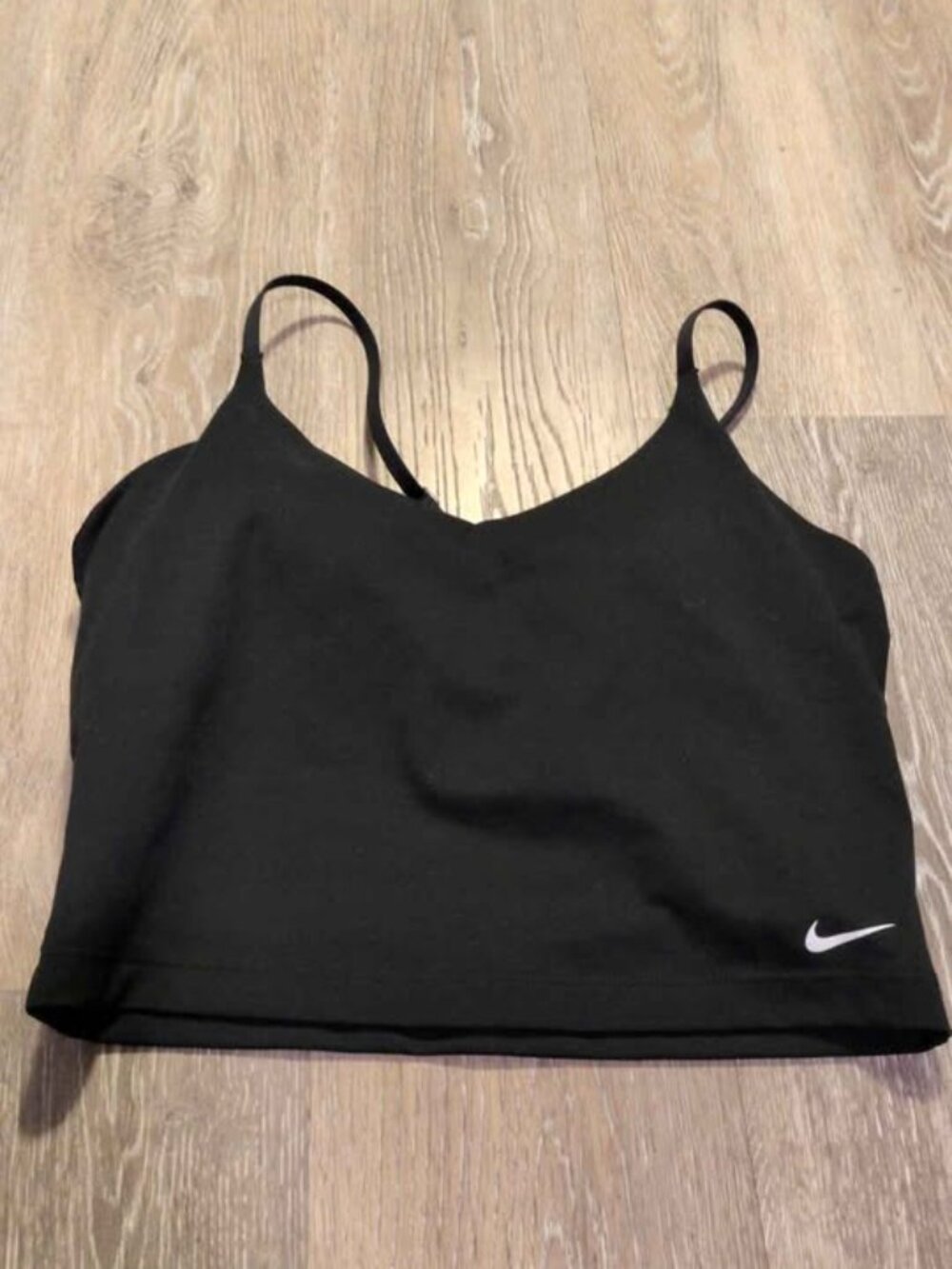 Nike Indy Dri-FIT Black Cropped Tank Top Sports Bra Size S
